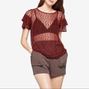 BCBGeneration Cross Back Ruffle Sleeve Tee